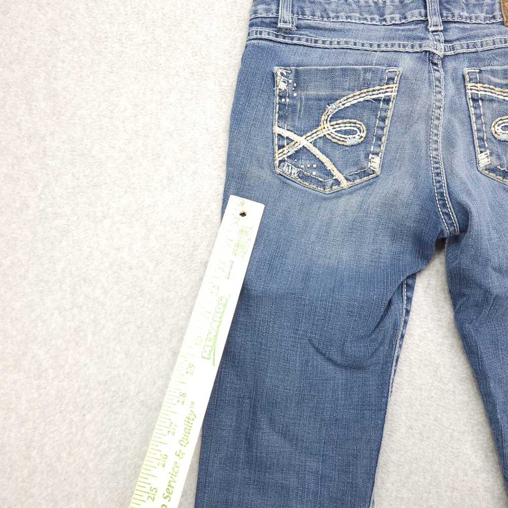 BKE Denim Reese Distressed Cropped Jeans Size 28 Embellished Pockets Capri - Picture 7 of 16
